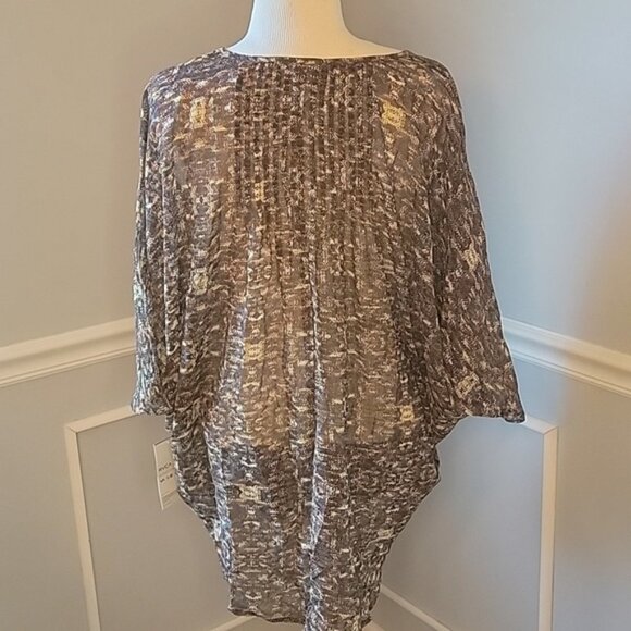 RVCA NeW Campeche Dolman Oversized Sheer Scoop Neck Pintuck Tunic Top Sz XS - Picture 3 of 9